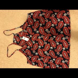 New Aerie Sleeveless Orange/Black/White Top Size M